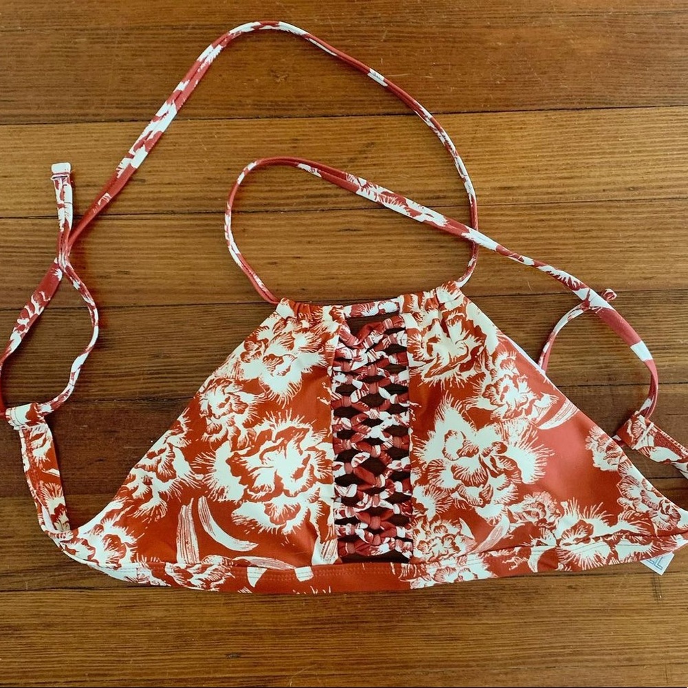 Floral high neck bikini top